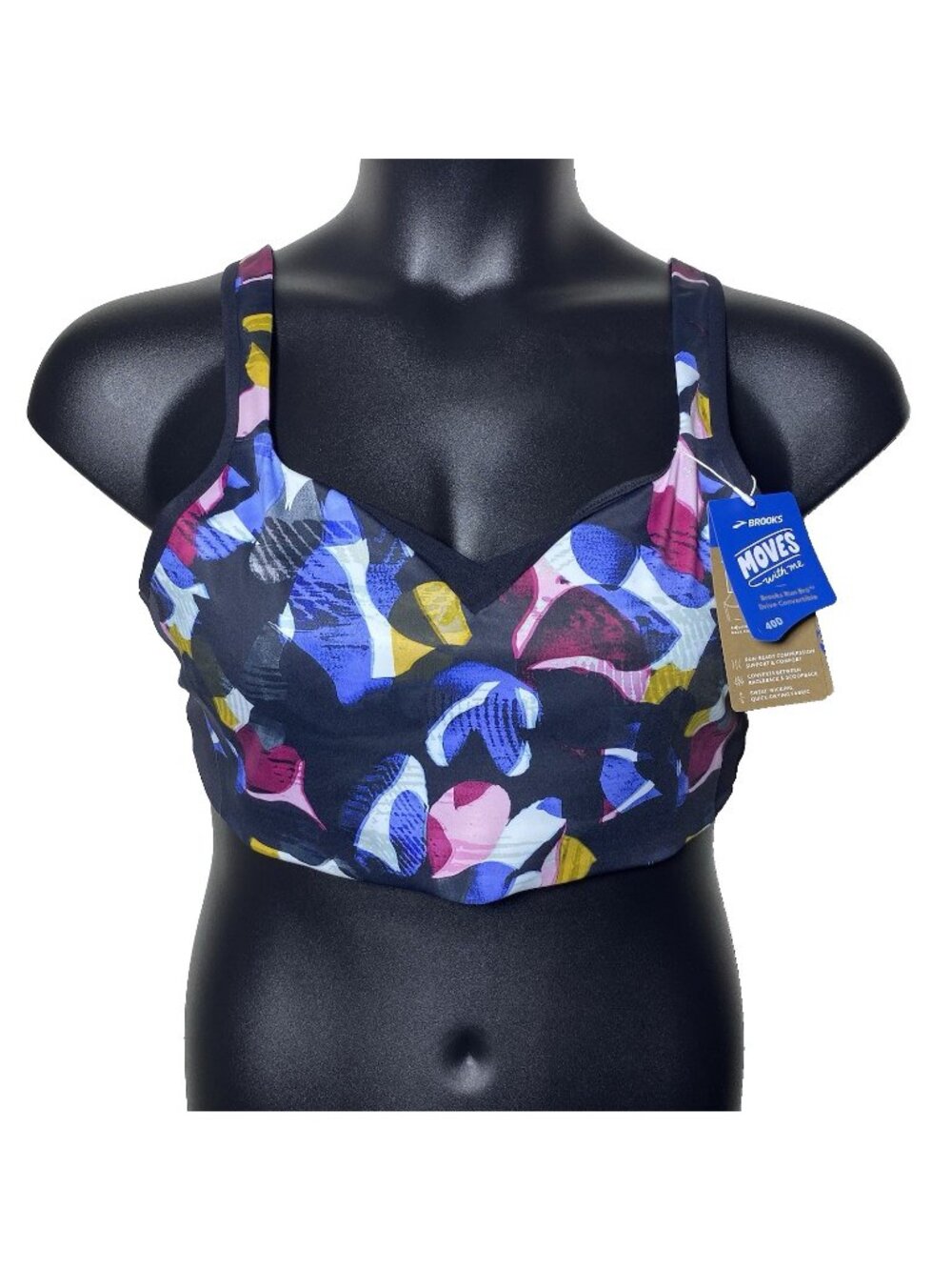 Brooks 34D Drive Convertible Run Fast Floral Print Sweat Wicking Compression